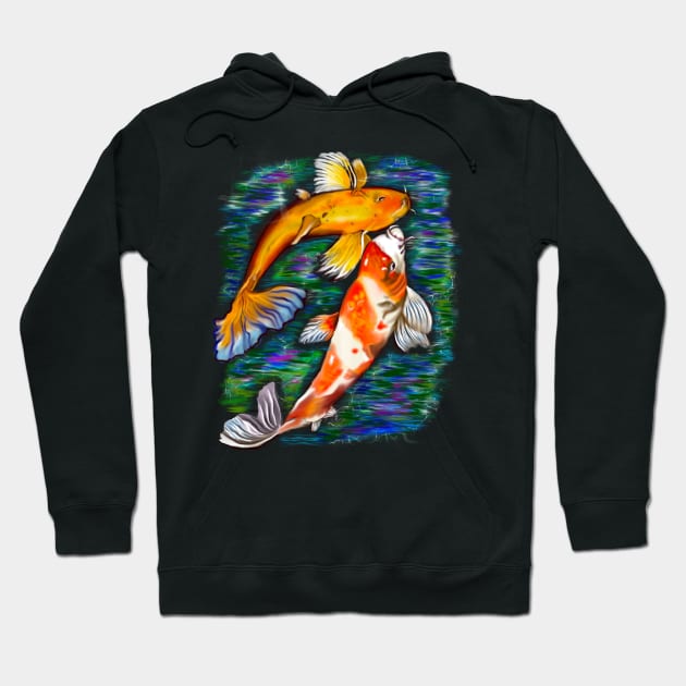 Best fishing gifts for fish lovers 2022. Koi fish pair couple swimming in koi pond Hoodie by Artonmytee